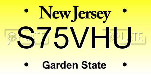 S75VHU New Jersey License Plate