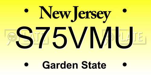 S75VMU New Jersey License Plate