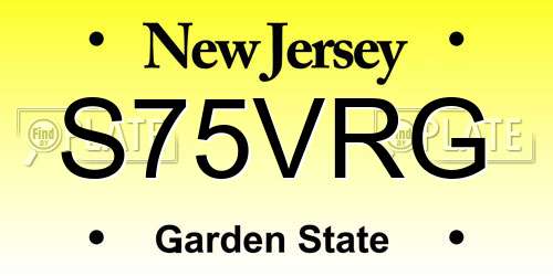S75VRG New Jersey License Plate