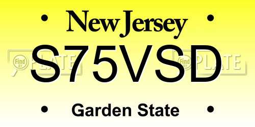 S75VSD New Jersey License Plate