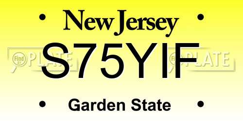 S75YIF New Jersey License Plate