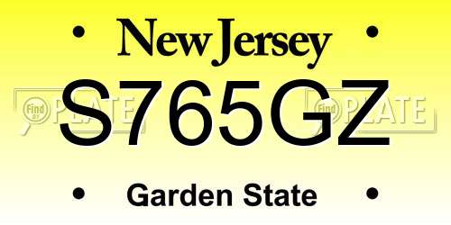S765GZ New Jersey License Plate