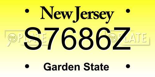 S7686Z New Jersey License Plate