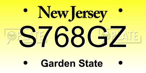 S768GZ New Jersey License Plate