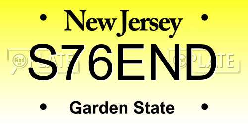 S76END New Jersey License Plate