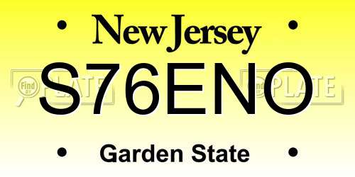 S76ENO New Jersey License Plate