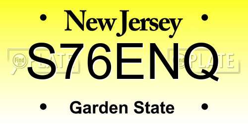 S76ENQ New Jersey License Plate