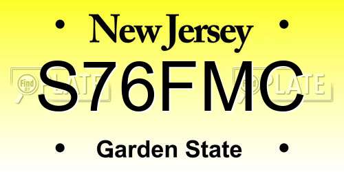 S76FMC New Jersey License Plate