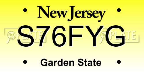 S76FYG New Jersey License Plate