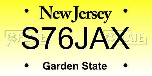 S76JAX New Jersey License Plate
