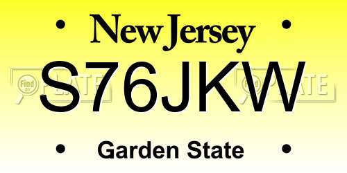 S76JKW New Jersey License Plate