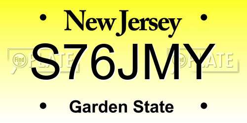 S76JMY New Jersey License Plate
