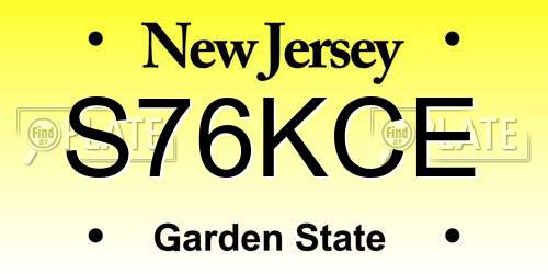 S76KCE New Jersey License Plate