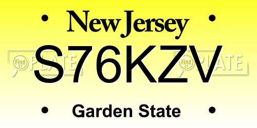 S76KZV New Jersey License Plate