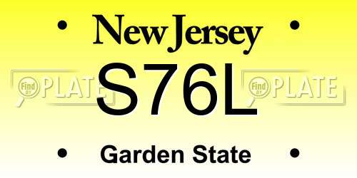 S76L New Jersey License Plate