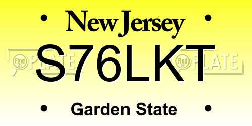 S76LKT New Jersey License Plate