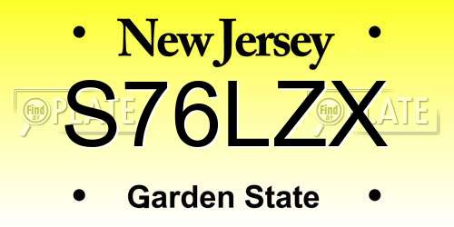 S76LZX New Jersey License Plate