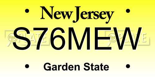 S76MEW New Jersey License Plate