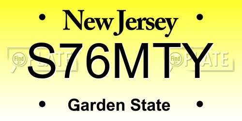 S76MTY New Jersey License Plate