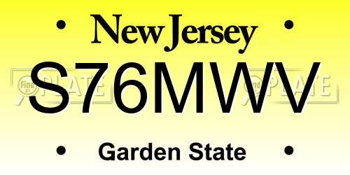 S76MWV New Jersey License Plate