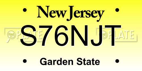 S76NJT New Jersey License Plate
