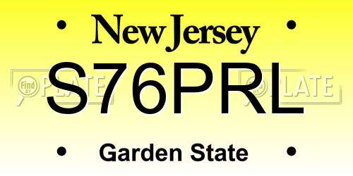S76PRL New Jersey License Plate