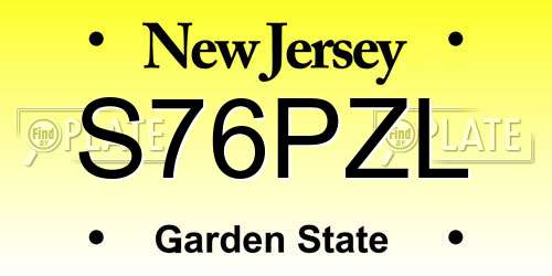 S76PZL New Jersey License Plate