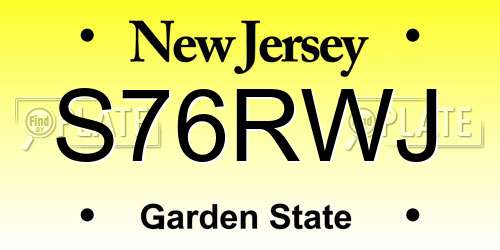 S76RWJ New Jersey License Plate