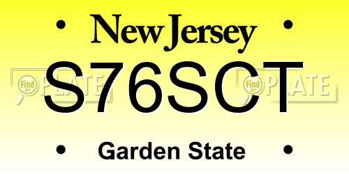 S76SCT New Jersey License Plate