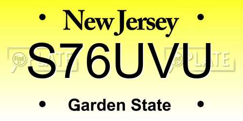 S76UVU New Jersey License Plate