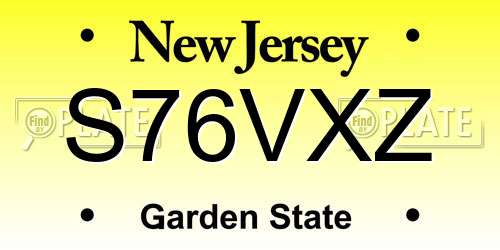 S76VXZ New Jersey License Plate