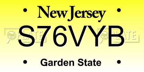 S76VYB New Jersey License Plate
