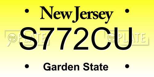 S772CU New Jersey License Plate