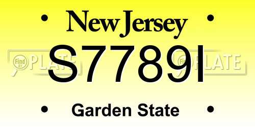 S7789I New Jersey License Plate