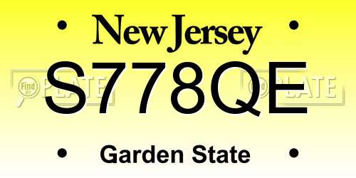 S778QE New Jersey License Plate