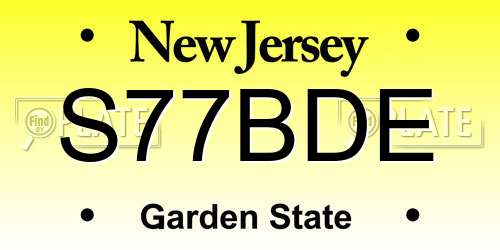 S77BDE New Jersey License Plate