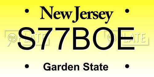 S77BOE New Jersey License Plate