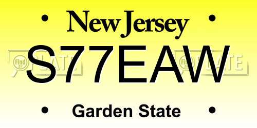 S77EAW New Jersey License Plate