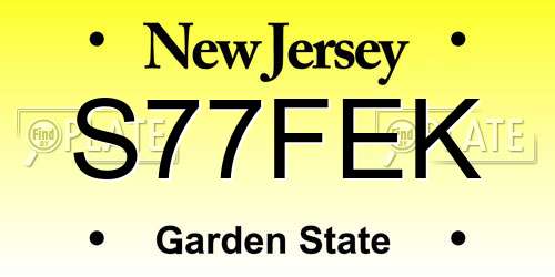 S77FEK New Jersey License Plate