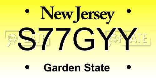 S77GYY New Jersey License Plate