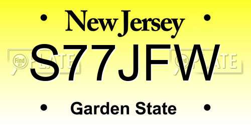 S77JFW New Jersey License Plate