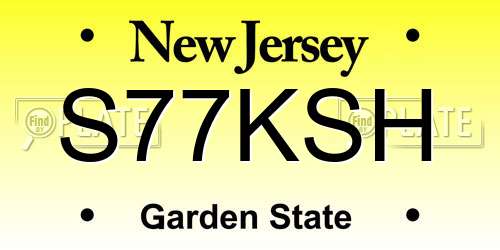 S77KSH New Jersey License Plate