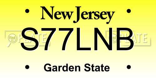 S77LNB New Jersey License Plate