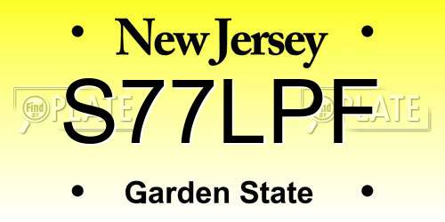 S77LPF New Jersey License Plate
