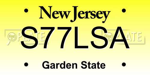 S77LSA New Jersey License Plate
