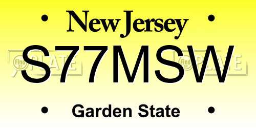 S77MSW New Jersey License Plate