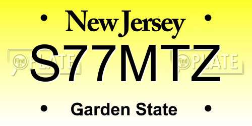 S77MTZ New Jersey License Plate