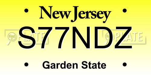S77NDZ New Jersey License Plate