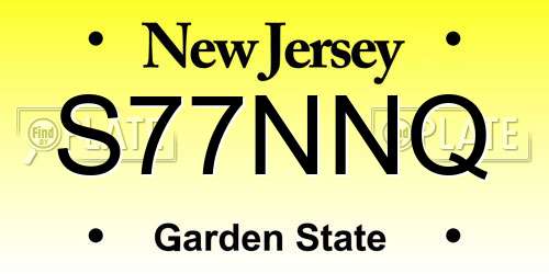 S77NNQ New Jersey License Plate