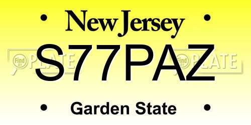 S77PAZ New Jersey License Plate